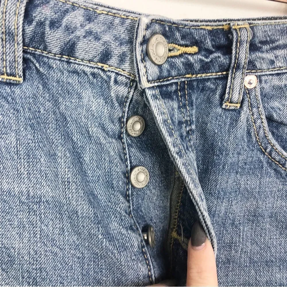 FREE PEOPLE | WE THE FREE Denim Fray Hem Jean Mini Skirt Women’s Size 29 (8)